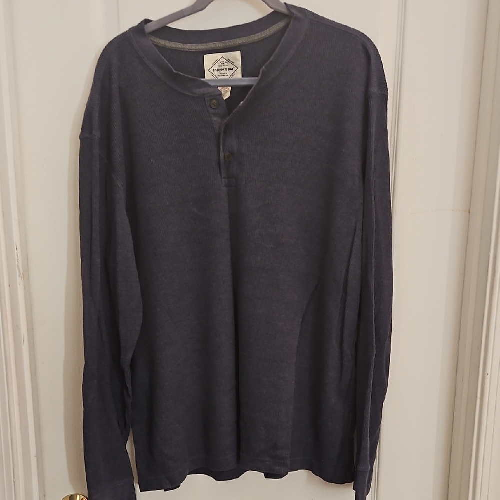 St. John's Bay Men's Long-Sleeve Henley in Navy Blue Size XXL